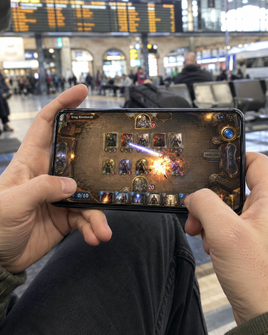 Primary smartphone with a fictional beginner-friendly mobile game screen displayed during an Australian hardware showcase